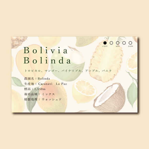 【浅煎り】ボリビア ボリンダ ウォッシュド / Bolivia Bolinda Washed（100g）