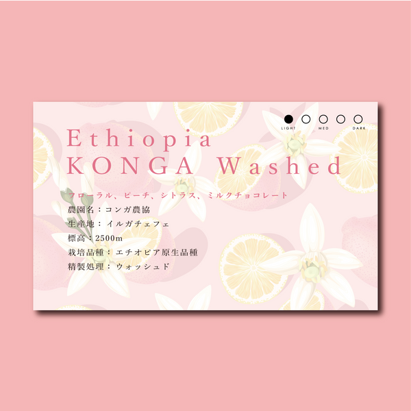 【浅煎り】エチオピア イルガチェフェ コンガ ウォッシュド / Ethiopia Yirgacheffe G/1 KONGA Washed（100g）