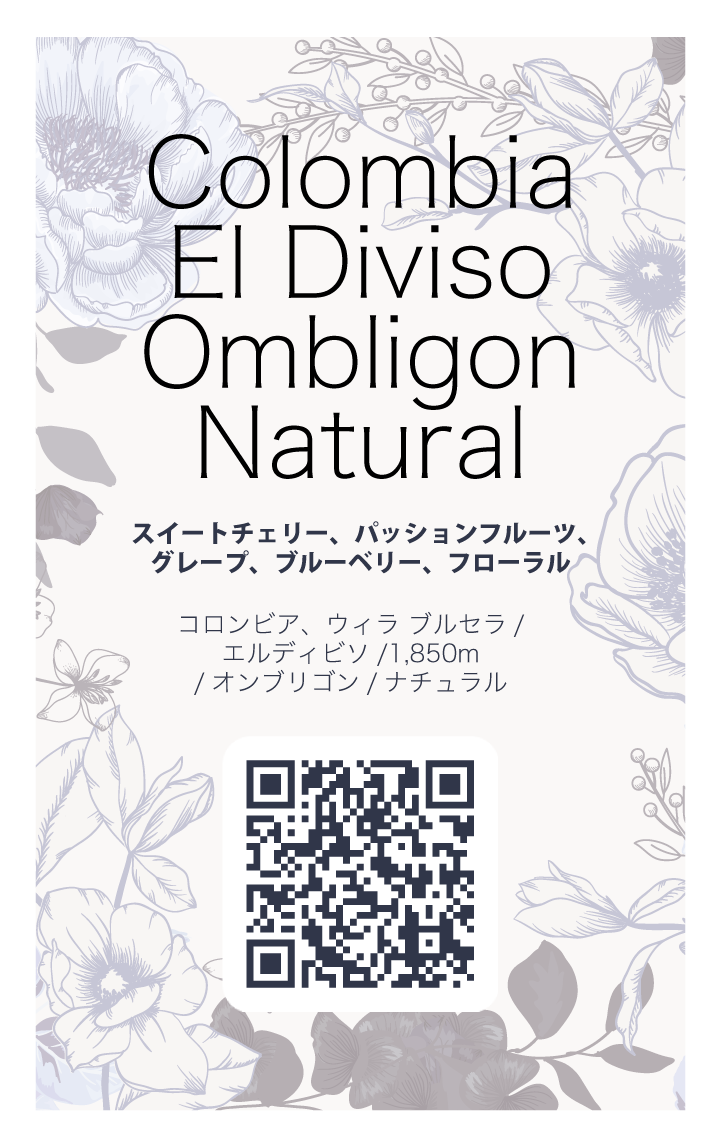 【浅煎り】コロンビア エルディビソ オンブリゴン ナチュラル / Colombia El Diviso Ombligon Natural（100g）