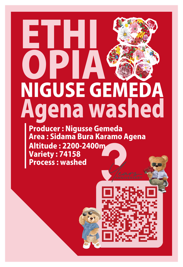 【浅煎り】エチオピア 二グセ・ゲメダ  アゲナ ウォッシュド /  Ethiopia Nigusse Gemeda Agena Washed(100g)